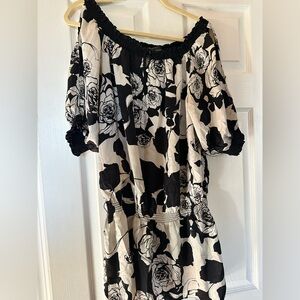 WHBM silk blouson cold shoulder top